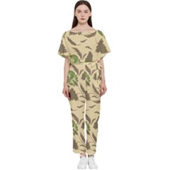 Folk Floral Pattern  Flowers Print  Batwing Lightweight Jumpsuit