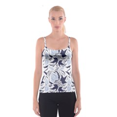 Folk Floral Pattern  Flowers Print  Spaghetti Strap Top by Eskimos