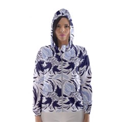 Folk Floral Pattern  Flowers Print  Women s Hooded Windbreaker