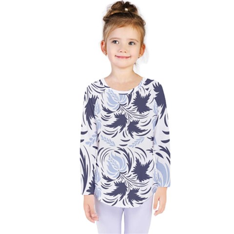 Folk Floral Pattern  Flowers Print  Kids  Long Sleeve Tee by Eskimos