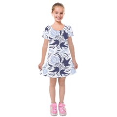 Folk Floral Pattern  Flowers Print  Kids  Short Sleeve Velvet Dress by Eskimos