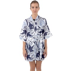 Folk Floral Pattern  Flowers Print  Half Sleeve Satin Kimono  by Eskimos