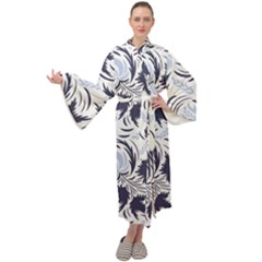 Folk Floral Pattern  Flowers Print  Maxi Velour Kimono by Eskimos