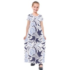 Folk Floral Pattern  Flowers Print  Kids  Short Sleeve Maxi Dress by Eskimos