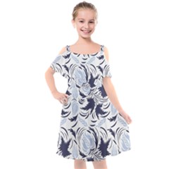 Folk Floral Pattern  Flowers Print  Kids  Cut Out Shoulders Chiffon Dress by Eskimos