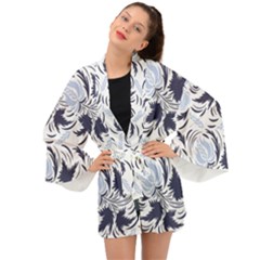 Folk Floral Pattern  Flowers Print  Long Sleeve Kimono by Eskimos