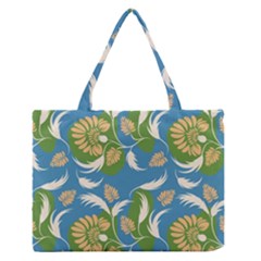 Folk Floral Pattern  Flowers Print  Zipper Medium Tote Bag by Eskimos