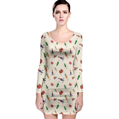 Vegetables Athletes Long Sleeve Bodycon Dress by SychEva