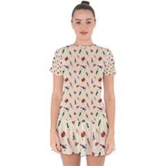 Vegetables Athletes Drop Hem Mini Chiffon Dress by SychEva