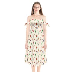 Vegetables Athletes Shoulder Tie Bardot Midi Dress by SychEva