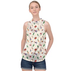 Vegetables Athletes High Neck Satin Top by SychEva