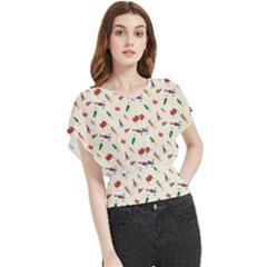 Vegetables Athletes Butterfly Chiffon Blouse