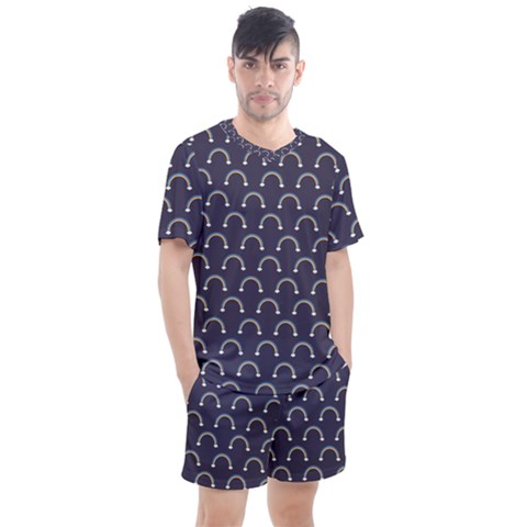 Pattern Arc En Ciel/nuages Men s Mesh Tee And Shorts Set by kcreatif