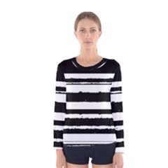 Bandes Abstrait Blanc/noir Women s Long Sleeve Tee