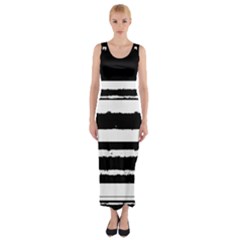 Bandes Abstrait Blanc/noir Fitted Maxi Dress by kcreatif