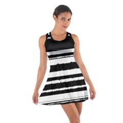 Bandes Abstrait Blanc/noir Cotton Racerback Dress by kcreatif