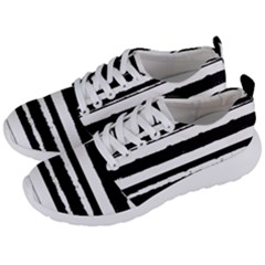 Bandes Abstrait Blanc/noir Men s Lightweight Sports Shoes by kcreatif