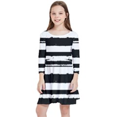 Bandes Abstrait Blanc/noir Kids  Quarter Sleeve Skater Dress