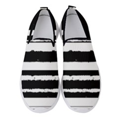 Bandes Abstrait Blanc/noir Women s Slip On Sneakers by kcreatif