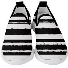 Bandes Abstrait Blanc/noir Kids  Slip On Sneakers by kcreatif