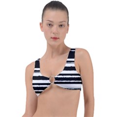 Bandes Abstrait Blanc/noir Ring Detail Bikini Top by kcreatif