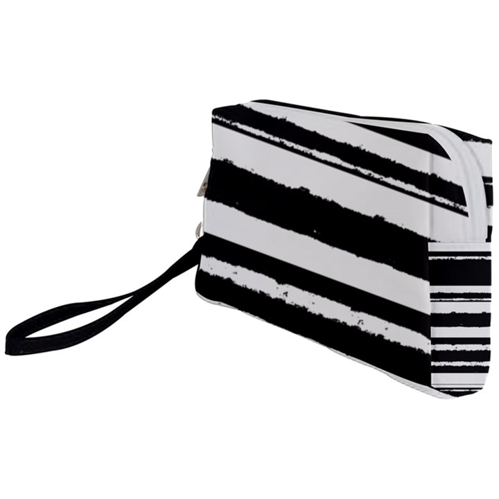 Bandes Abstrait Blanc/Noir Wristlet Pouch Bag (Small)