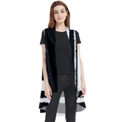 Bandes Abstrait Blanc/noir Sleeveless Chiffon Waistcoat Shirt