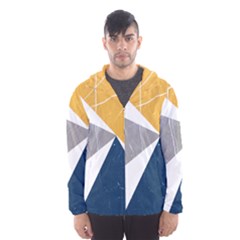 Pattern Abstrait Effet Bleu/jaune Men s Hooded Windbreaker by kcreatif