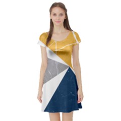 Pattern Abstrait Effet Bleu/jaune Short Sleeve Skater Dress by kcreatif