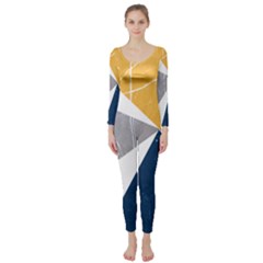 Pattern Abstrait Effet Bleu/jaune Long Sleeve Catsuit by kcreatif