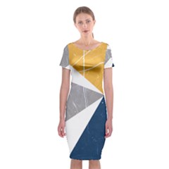 Pattern Abstrait Effet Bleu/jaune Classic Short Sleeve Midi Dress by kcreatif