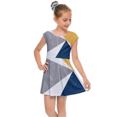 Pattern Abstrait Effet Bleu/jaune Kids  Cap Sleeve Dress by kcreatif