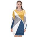 Pattern abstrait effet bleu/jaune Long Sleeve Chiffon Shift Dress  View1