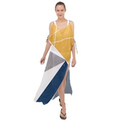 Pattern Abstrait Effet Bleu/jaune Maxi Chiffon Cover Up Dress by kcreatif