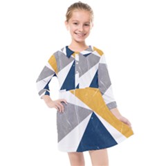 Pattern Abstrait Effet Bleu/jaune Kids  Quarter Sleeve Shirt Dress by kcreatif