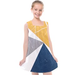 Pattern Abstrait Effet Bleu/jaune Kids  Cross Back Dress by kcreatif