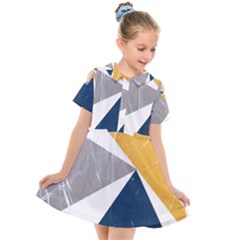 Pattern Abstrait Effet Bleu/jaune Kids  Short Sleeve Shirt Dress by kcreatif