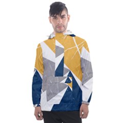 Pattern Abstrait Effet Bleu/jaune Men s Front Pocket Pullover Windbreaker by kcreatif