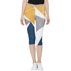 Pattern Abstrait Effet Bleu/jaune Inside Out Lightweight Velour Capri Leggings 