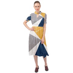 Pattern Abstrait Effet Bleu/jaune Keyhole Neckline Chiffon Dress by kcreatif