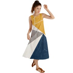 Pattern Abstrait Effet Bleu/jaune Summer Maxi Dress by kcreatif