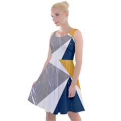 Pattern Abstrait Effet Bleu/jaune Knee Length Skater Dress by kcreatif