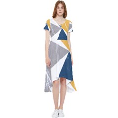 Pattern Abstrait Effet Bleu/jaune High Low Boho Dress