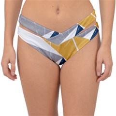 Pattern Abstrait Effet Bleu/jaune Double Strap Halter Bikini Bottom