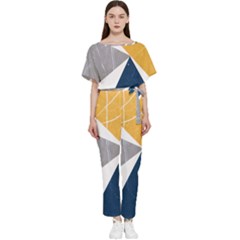 Pattern Abstrait Effet Bleu/jaune Batwing Lightweight Jumpsuit by kcreatif