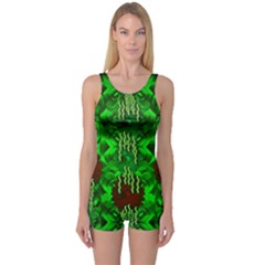 Forest Of Colors And Calm Flowers On Vines One Piece Boyleg Swimsuit by pepitasart