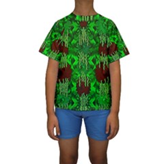 Forest Of Colors And Calm Flowers On Vines Kids  Short Sleeve Swimwear by pepitasart