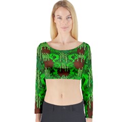 Forest Of Colors And Calm Flowers On Vines Long Sleeve Crop Top by pepitasart