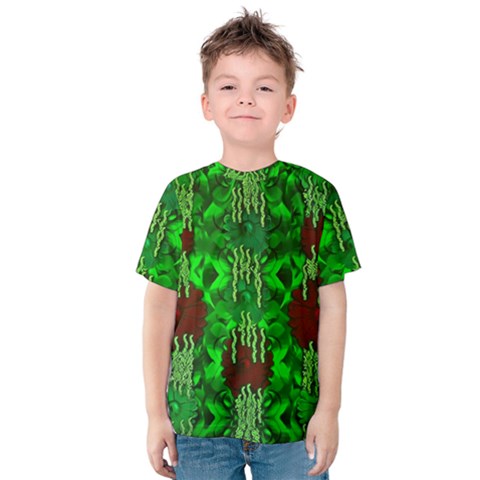 Forest Of Colors And Calm Flowers On Vines Kids  Cotton Tee by pepitasart