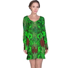 Forest Of Colors And Calm Flowers On Vines Long Sleeve Nightdress by pepitasart